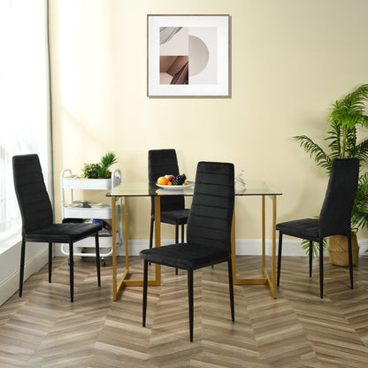 ANN Velvet Dining Chair with Iron Legs - Black