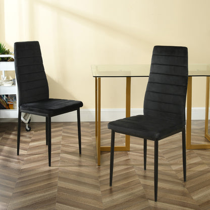 ANN Velvet Dining Chair with Iron Legs - Black