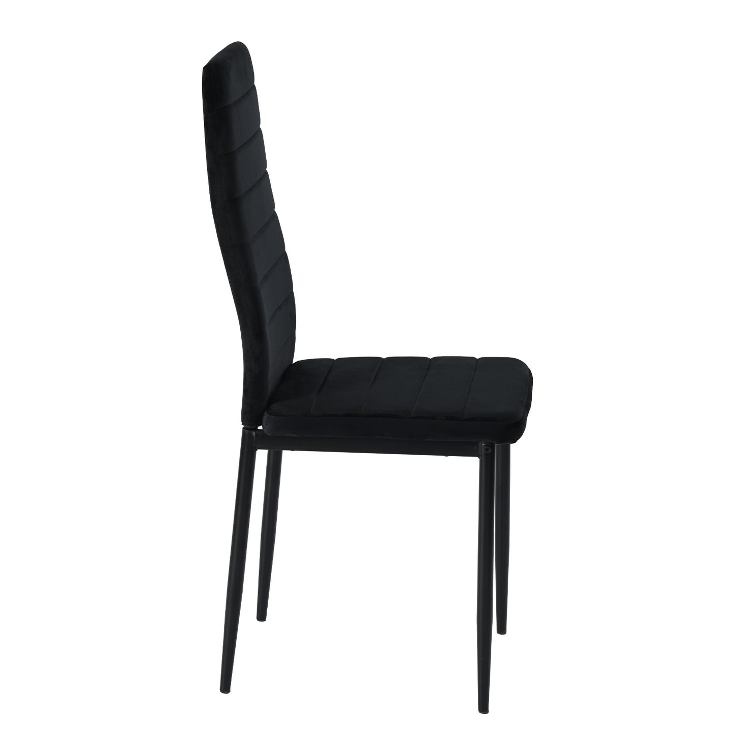 ANN Velvet Dining Chair with Iron Legs - Black