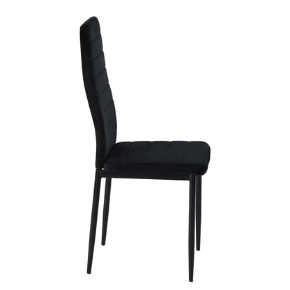 ANN Velvet Dining Chair with Iron Legs - Black