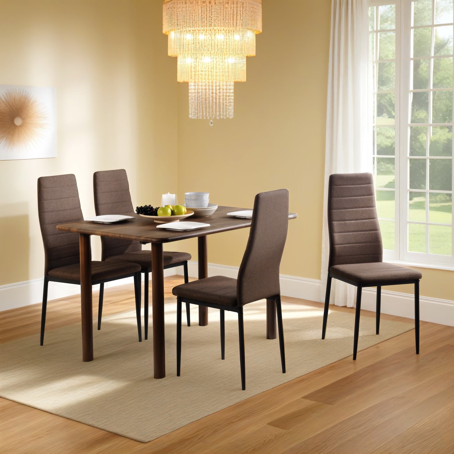 ANN Linen Dining Chair with Iron Legs - Brown