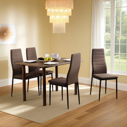 ANN Linen Dining Chair with Iron Legs - Brown