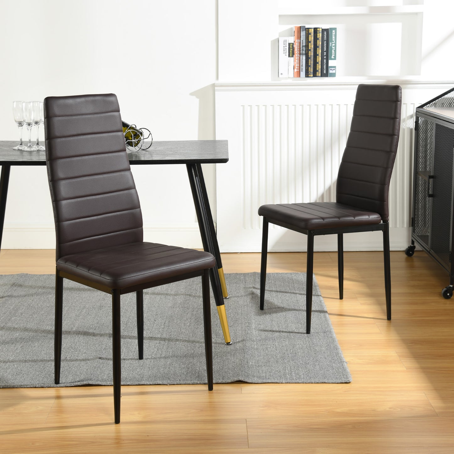 ANN Upholstered Dining Chair with Iron Legs - Brown