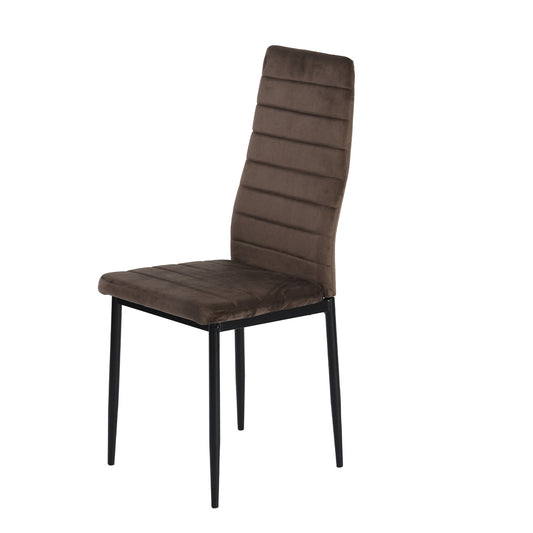 ANN Velvet Dining Chair with Iron Legs - Brown