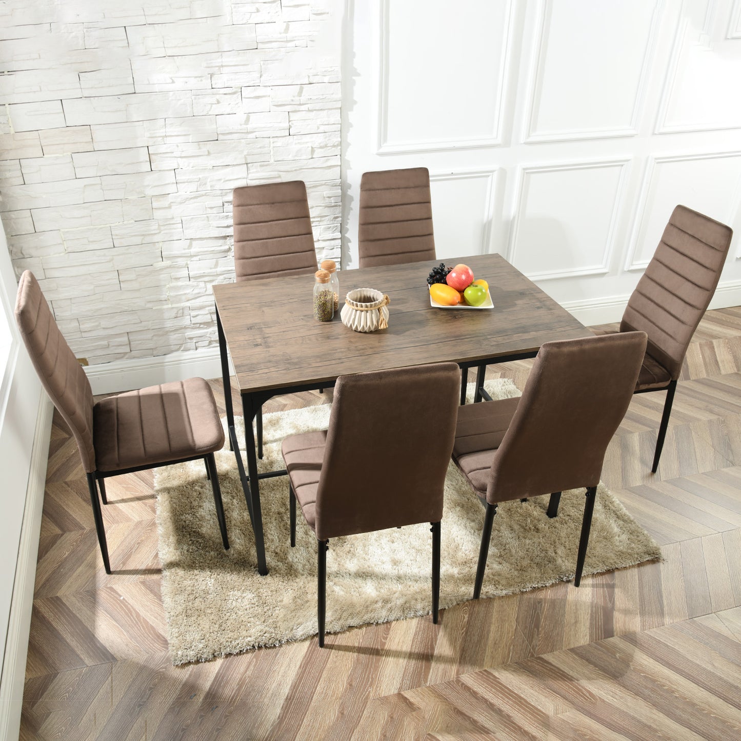 ANN Velvet Dining Chair with Iron Legs - Brown