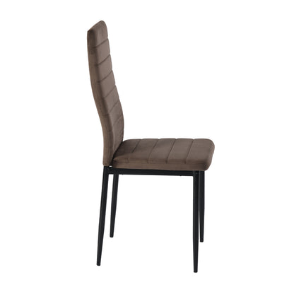 ANN Velvet Dining Chair with Iron Legs - Brown