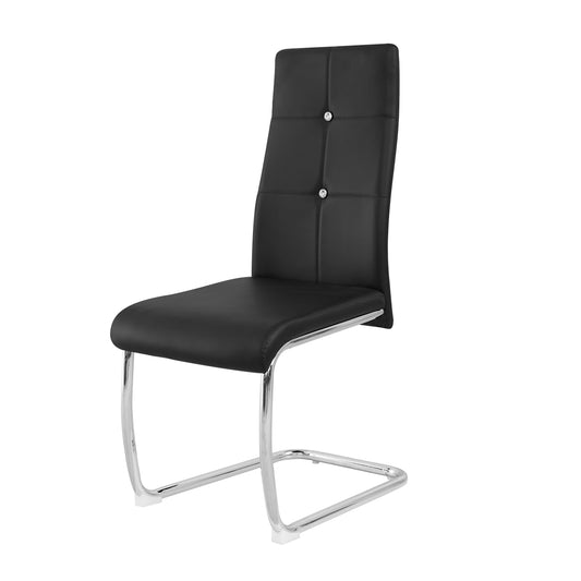 ANN-CIRCLE Upholstered Dining Chair with Arched Iron Legs - Black