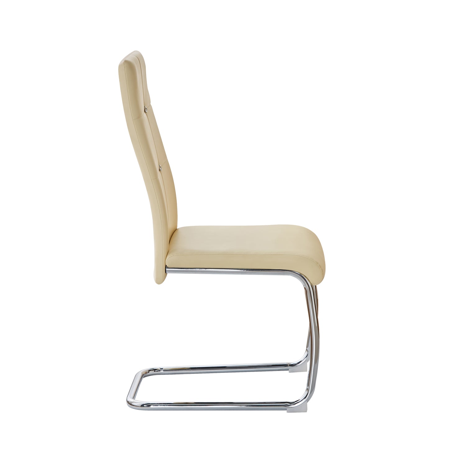 ANN-CIRCLE Upholstered Dining Chair with Arched Iron Legs - Beige