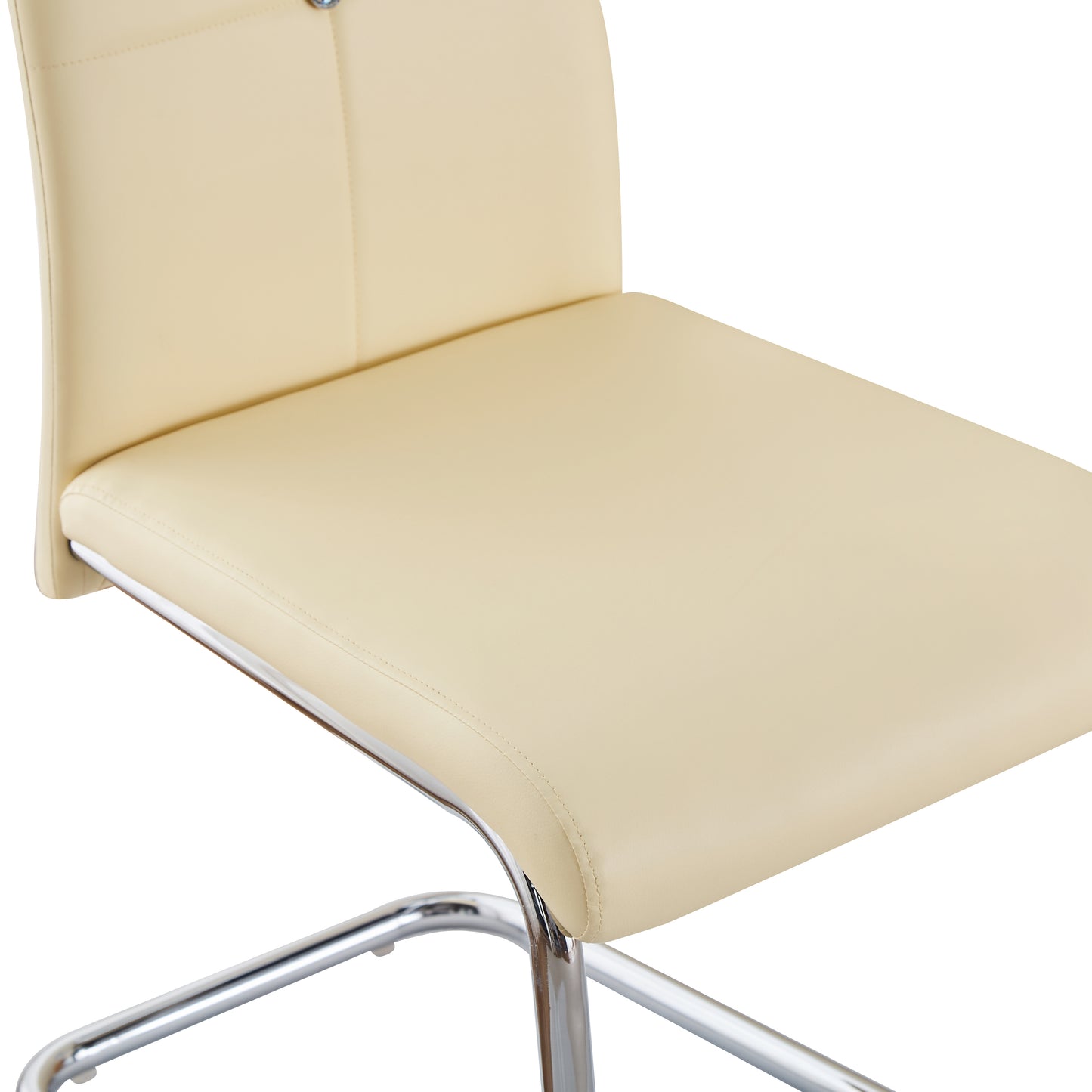 ANN-CIRCLE Upholstered Dining Chair with Arched Iron Legs - Beige
