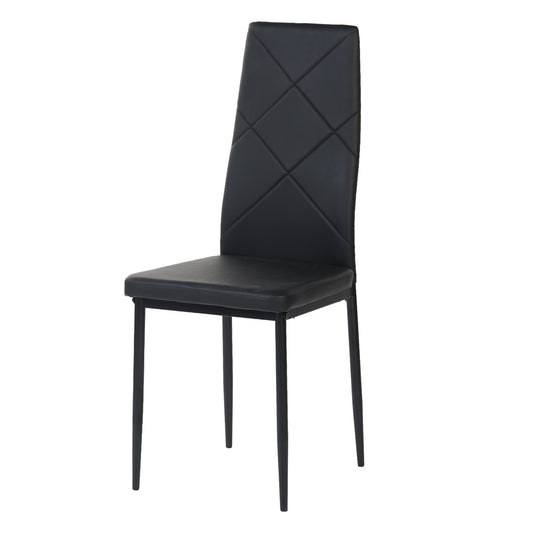 ANN-DIAMOND Upholstered Dining Chair with Iron Legs - Black