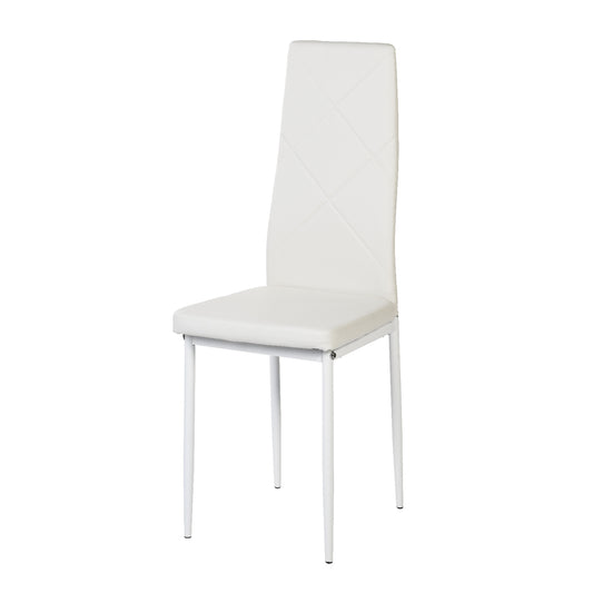 ANN-DIAMOND Upholstered Dining Chair with Iron Legs - White