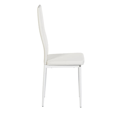 ANN-DIAMOND Upholstered Dining Chair with Iron Legs - White