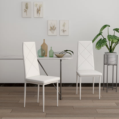 ANN-DIAMOND Upholstered Dining Chair with Iron Legs - White