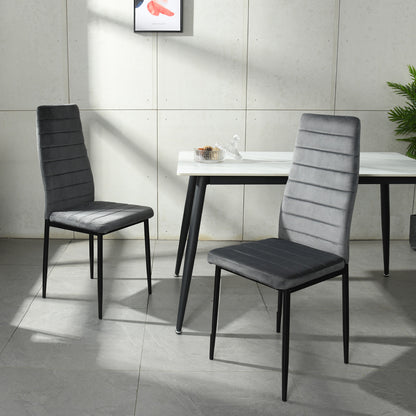 ANN Velvet Dining Chair with Iron Legs - Gray