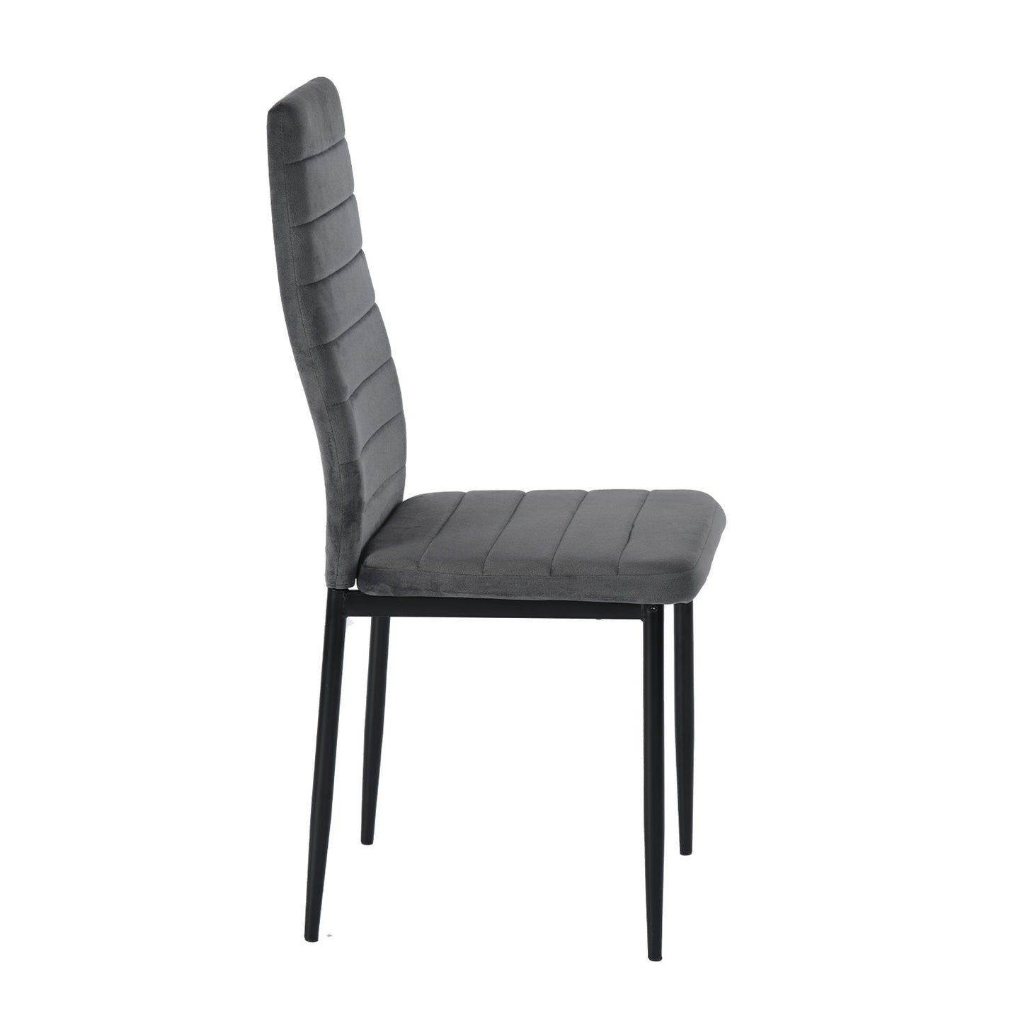 ANN Velvet Dining Chair with Iron Legs - Gray