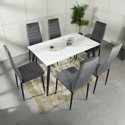 ANN Velvet Dining Chair with Iron Legs - Gray