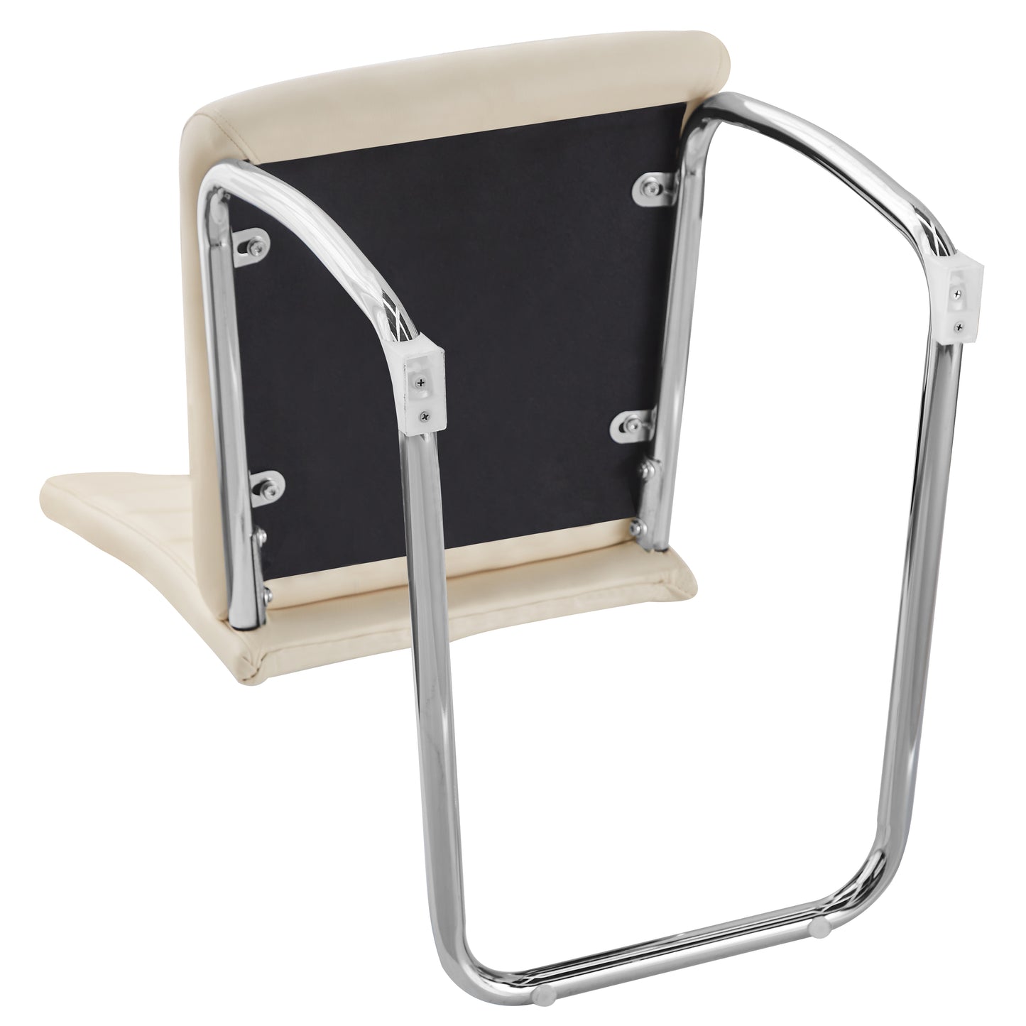 ANN-HANDLE Upholstered Dining Chair with Arched Iron Legs - Beige