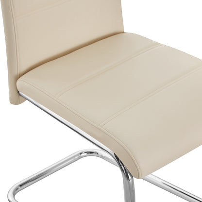 ANN-HANDLE Upholstered Dining Chair with Arched Iron Legs - Beige