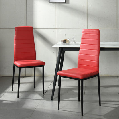 ANN Upholstered Dining Chair with Iron Legs - Red