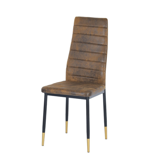 ANN SUEDE Dining Chair with Gold Trimmed Iron Legs - Brown