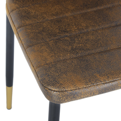 ANN SUEDE Dining Chair with Gold Trimmed Iron Legs - Brown