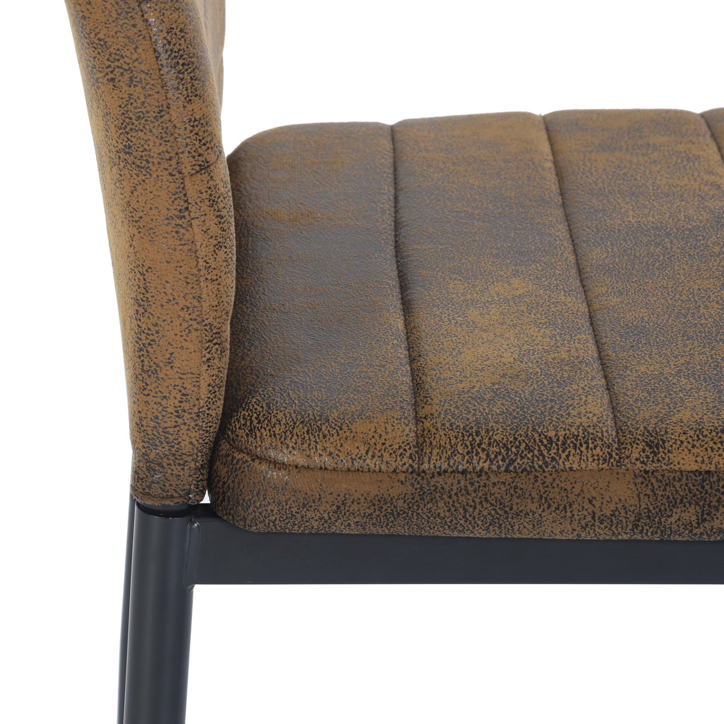 ANN SUEDE Dining Chair with Gold Trimmed Iron Legs - Brown