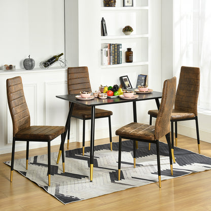 ANN SUEDE Dining Chair with Gold Trimmed Iron Legs - Brown