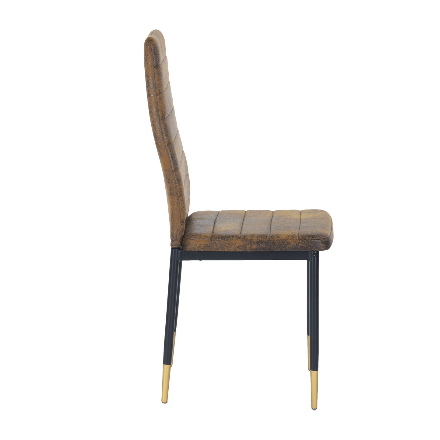 ANN SUEDE Dining Chair with Gold Trimmed Iron Legs - Brown