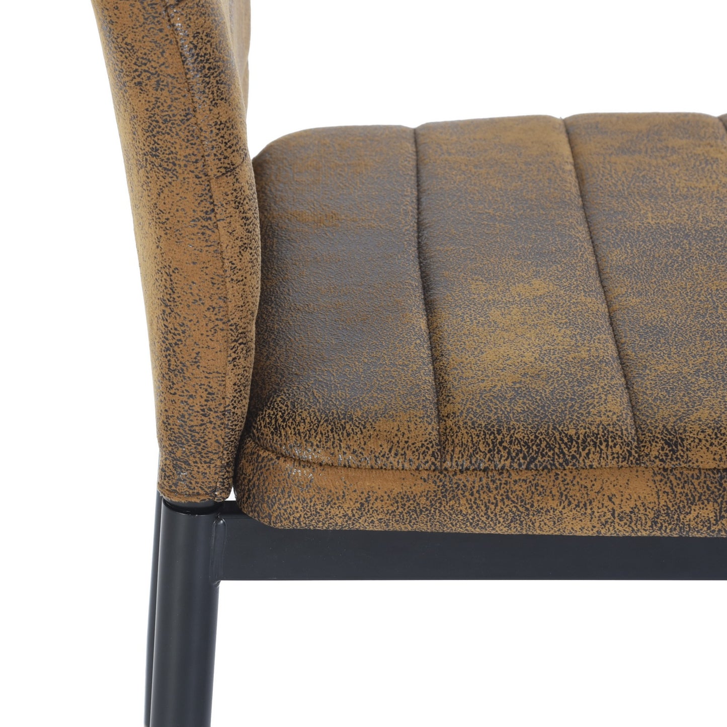 ANN SUEDE Dining Chair with Iron Legs - Brown