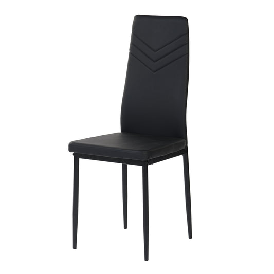 ANN-V Upholstered Dining Chair with Iron Legs - Black