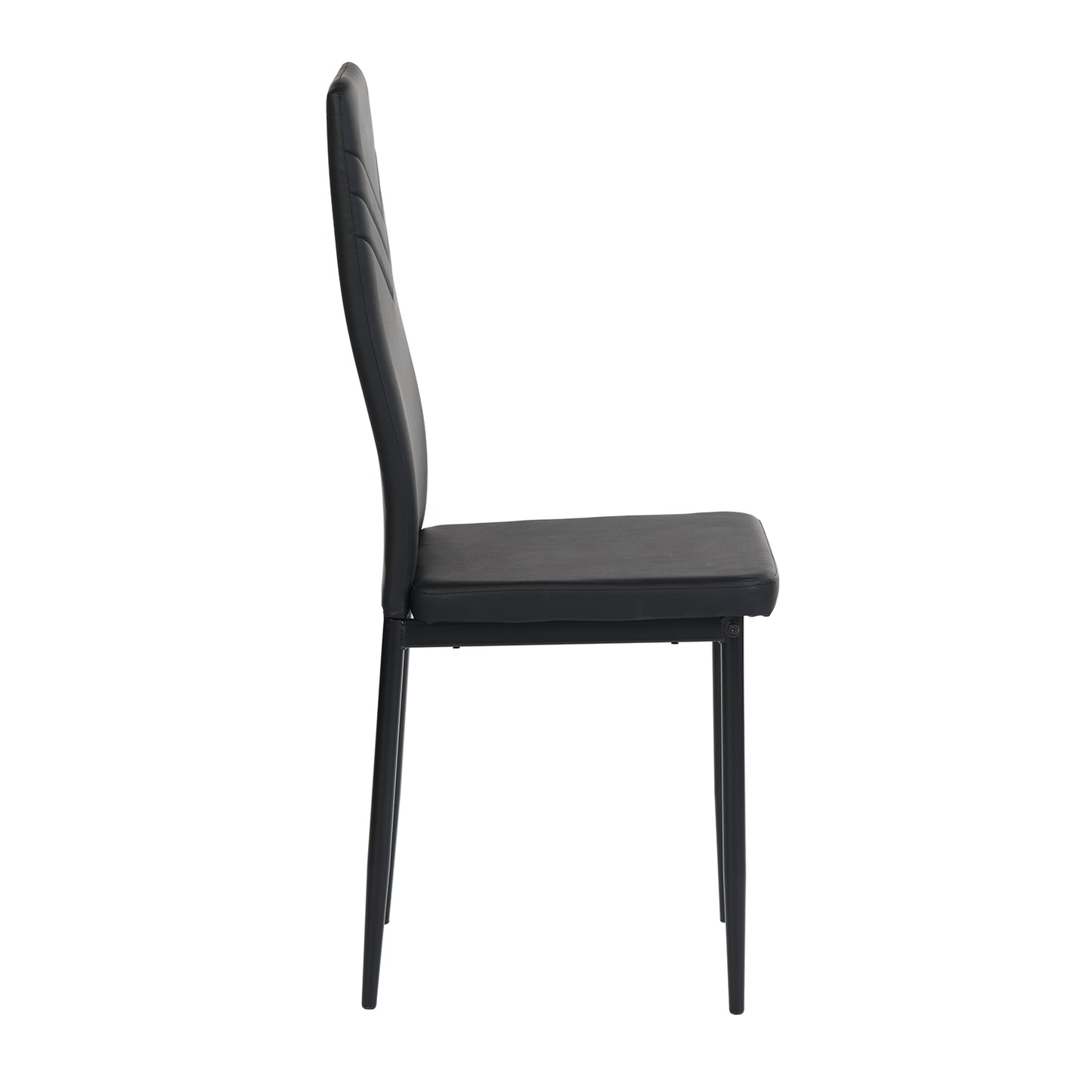 ANN-V Upholstered Dining Chair with Iron Legs - Black