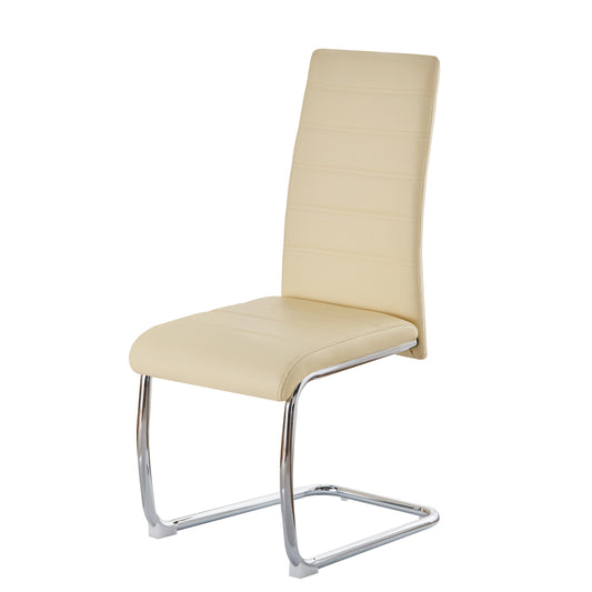 ANN Upholstered Dining Chair with Arched Iron Legs - Beige