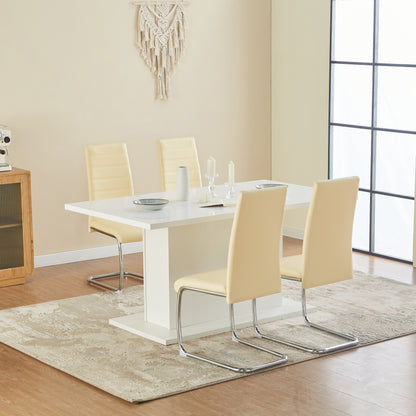 ANN Upholstered Dining Chair with Arched Iron Legs - Beige