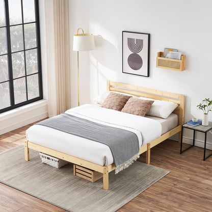 BEAN Double Pine Wooden Bed 148*196cm - Wood