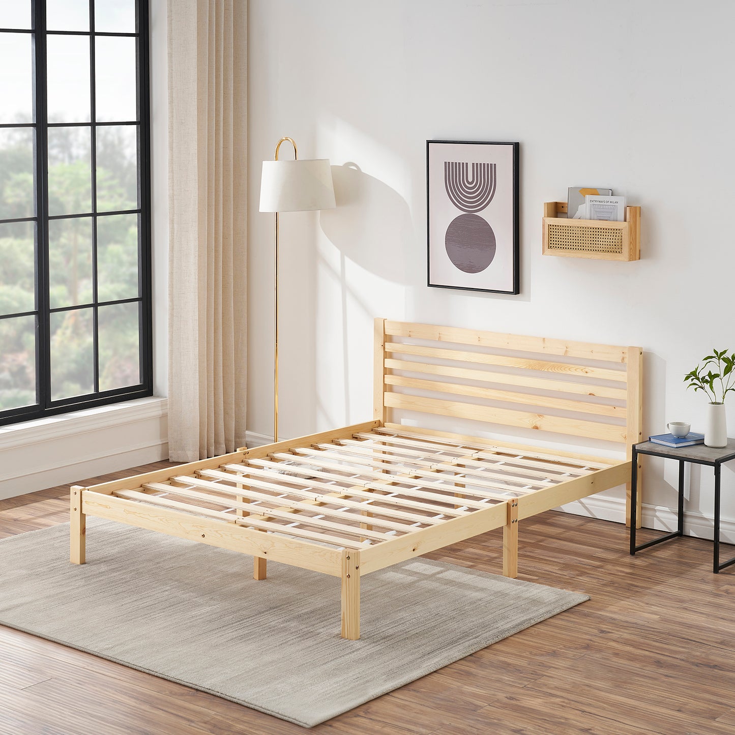 BEAN Double Pine Wooden Bed 148*196cm - Wood