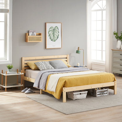 BEAN Double Pine Wooden Bed 148*196cm - Wood