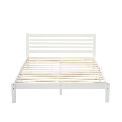 BEAN Double Pine Wooden Bed 148*196cm - White