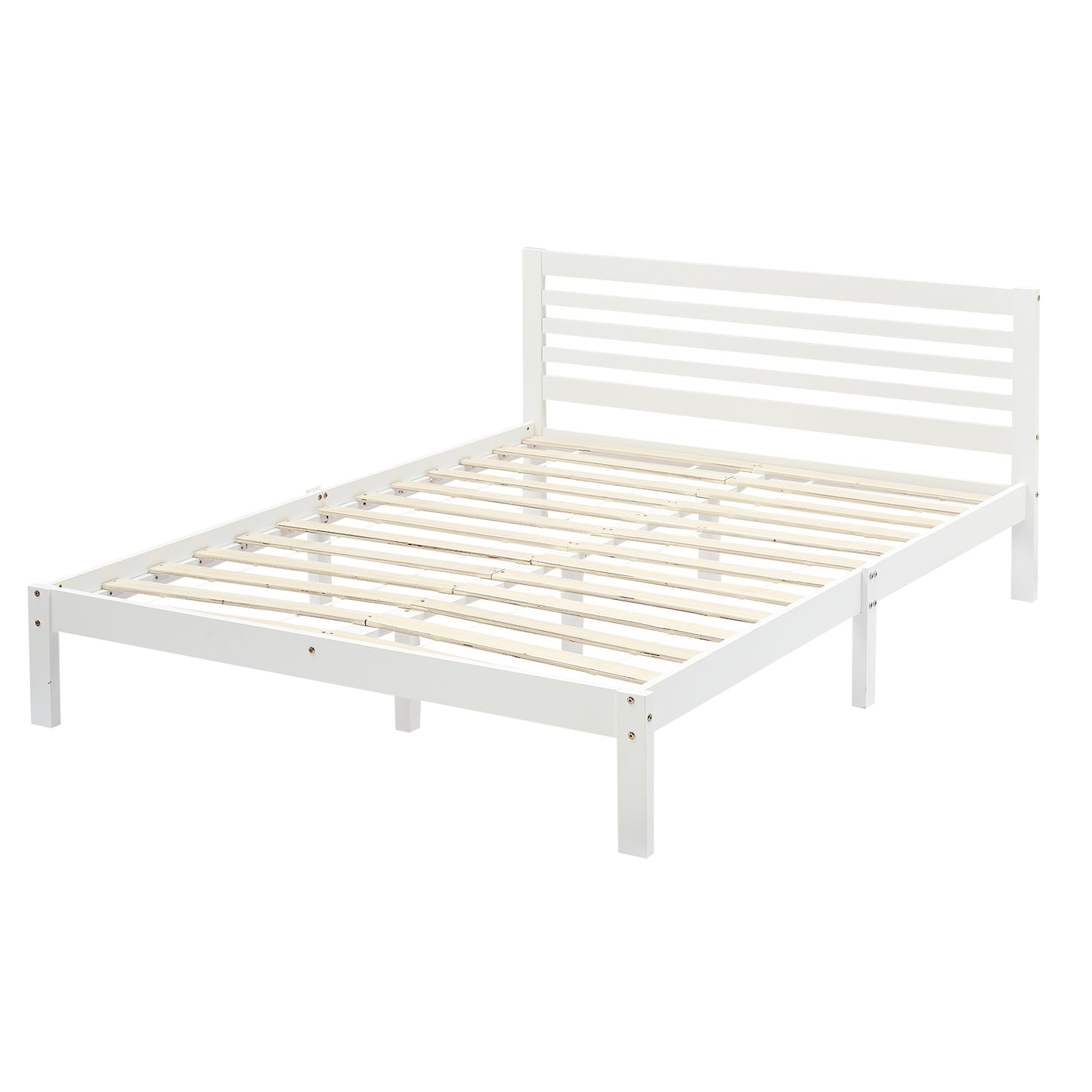 BEAN Double Pine Wooden Bed 148*196cm - White