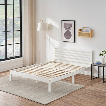 BEAN Double Pine Wooden Bed 148*196cm - White