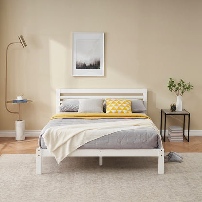 BEAN Double Pine Wooden Bed 148*196cm - White