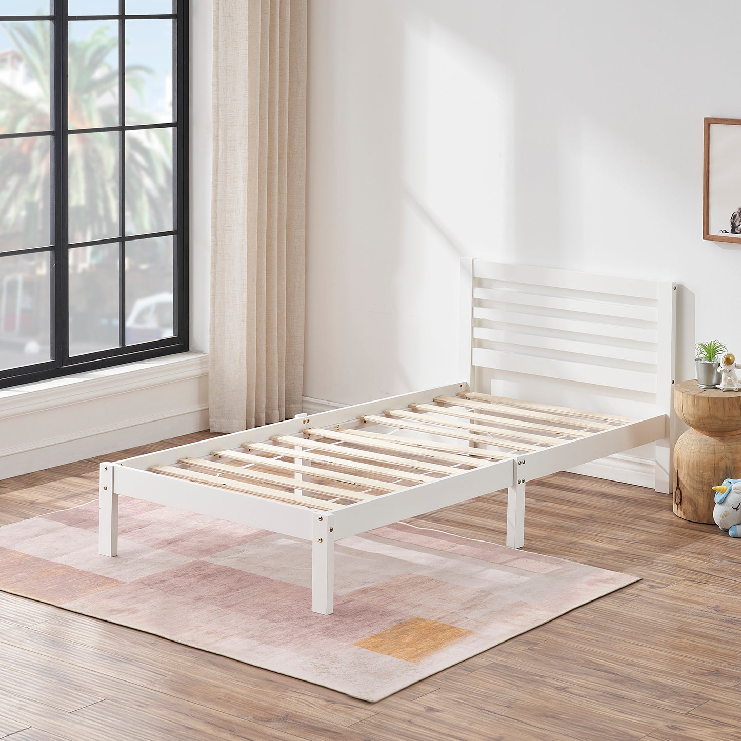 BEAN Single Pine Wooden Bed 98*196cm - White