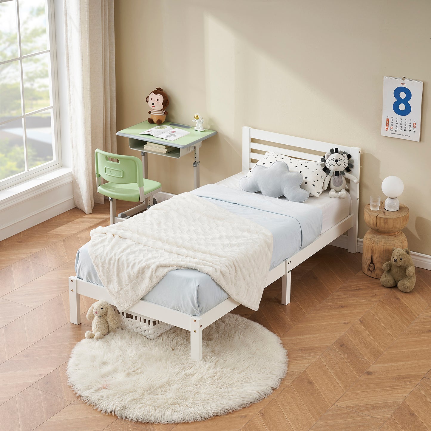 BEAN Single Pine Wooden Bed 98*196cm - White