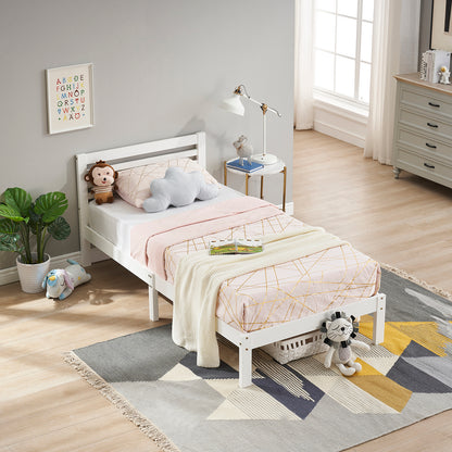 BEAN Single Pine Wooden Bed 98*196cm - White