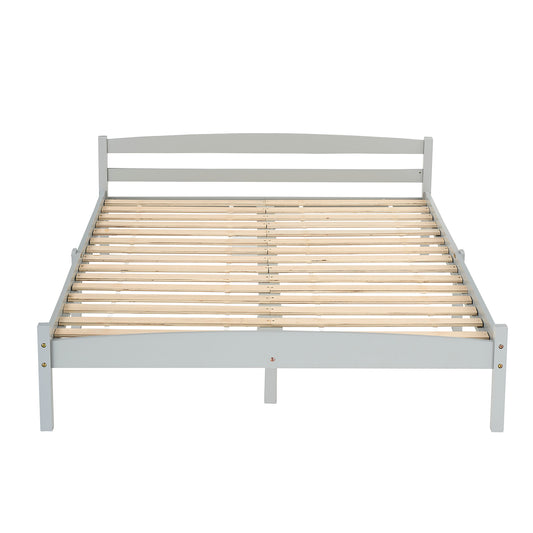 BIGLIA Double Pine Wooden Bed 146*198cm - Gray