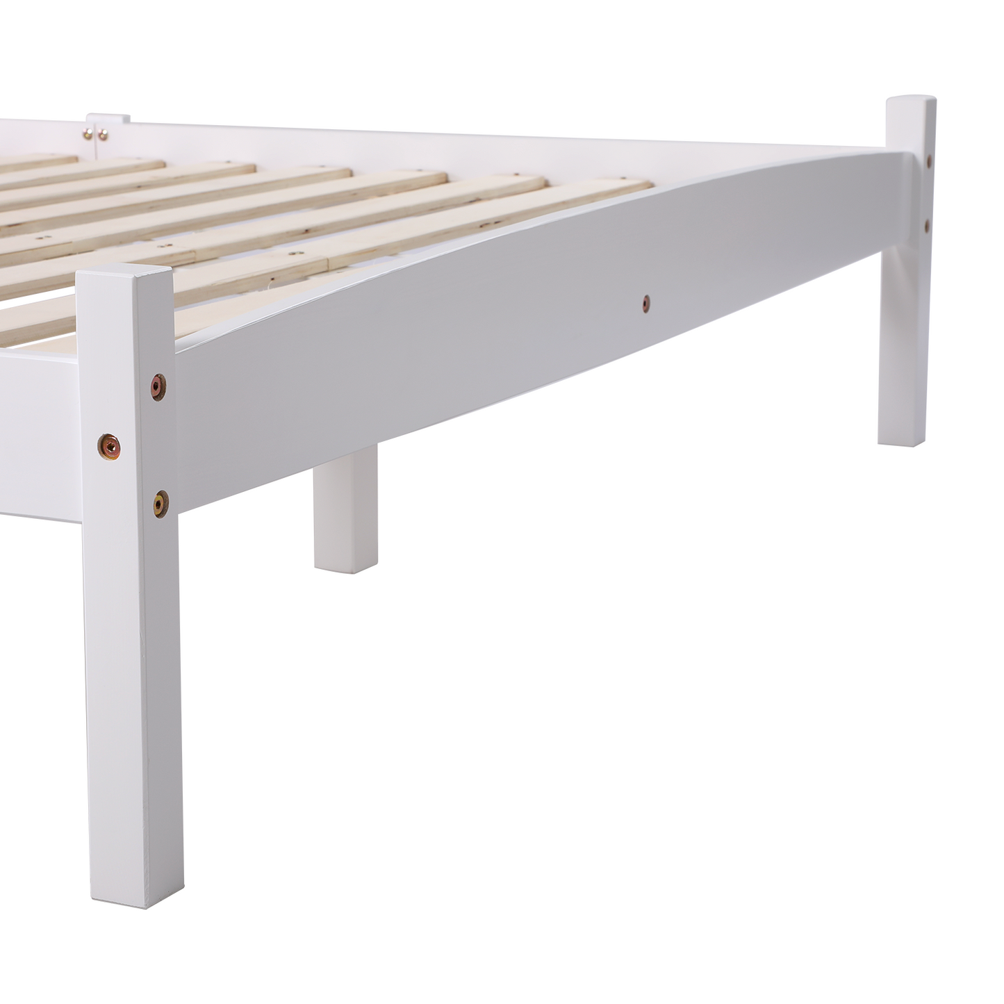 BIGLIA Double Pine Wooden Bed 146*198cm - White