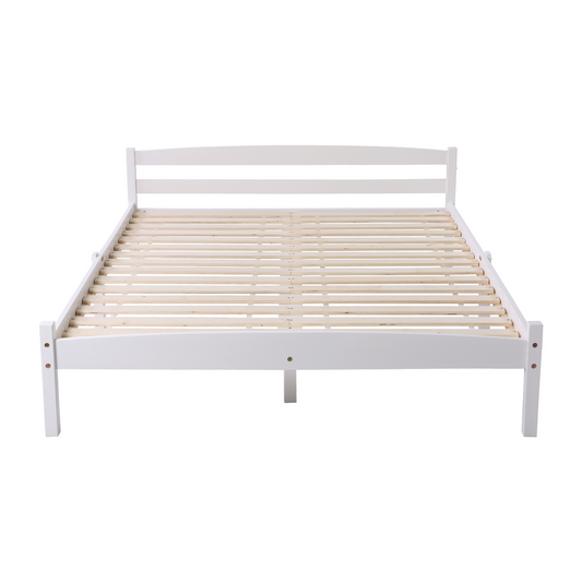 BIGLIA Double Pine Wooden Bed 146*198cm - White