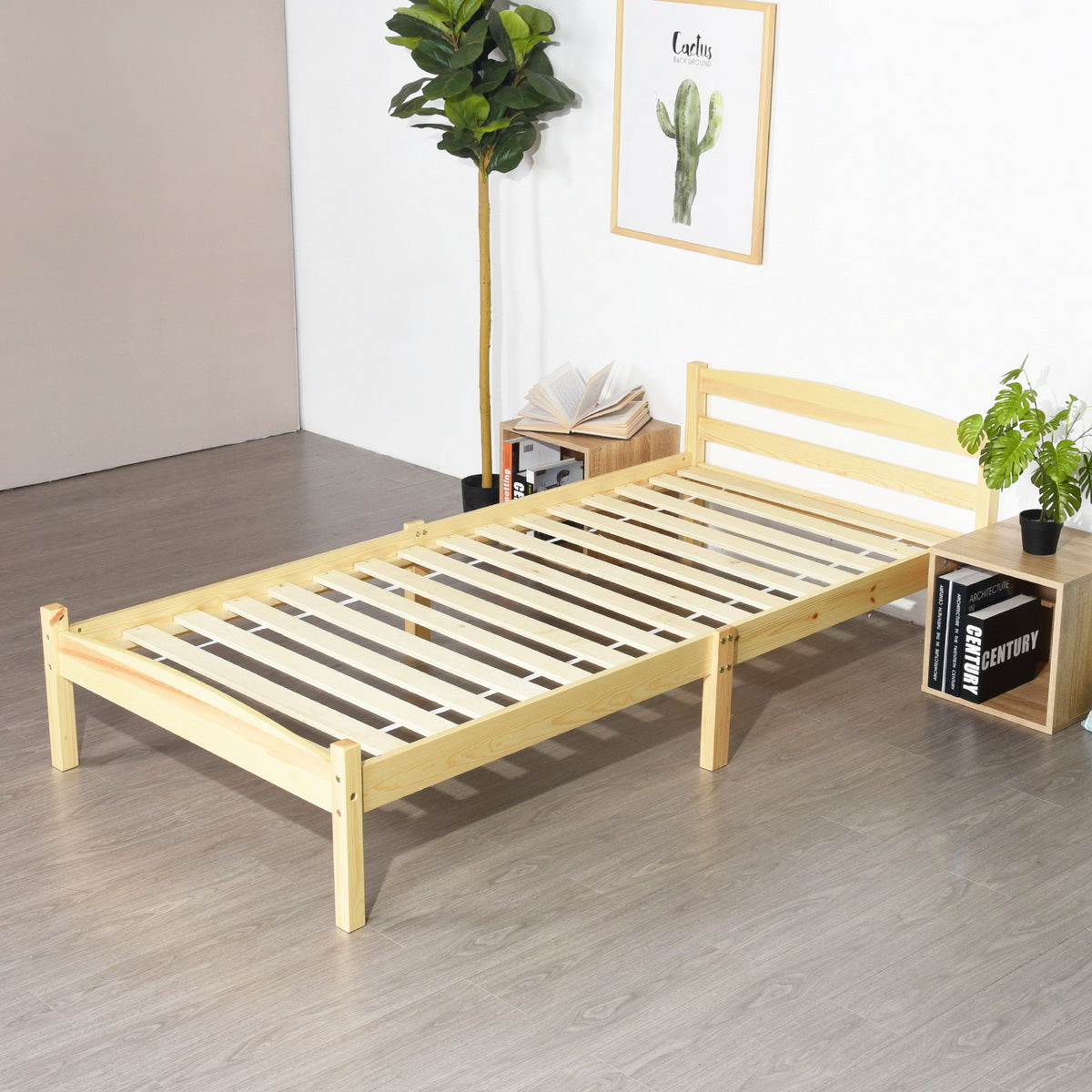 BIGLIA Single Pine Wooden Bed 96*198cm - Wood