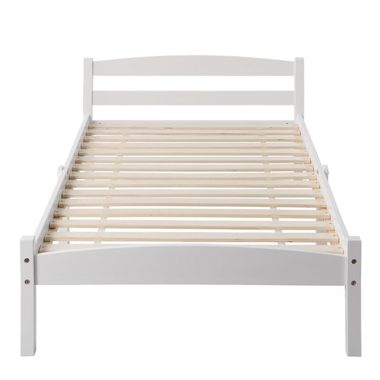 BIGLIA Single Pine Wooden Bed 96*198cm - White