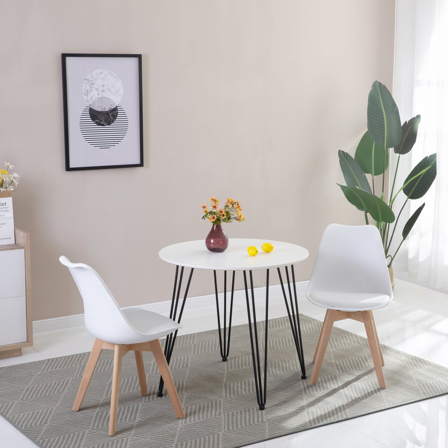 CHILLI 80cm Circle Dining Table With Iron Legs-White