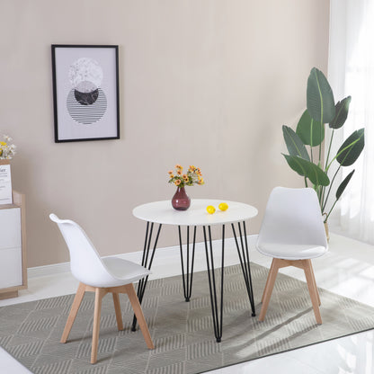 CHILLI 80cm Circle Dining Table With Iron Legs-White